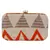 Hyperbole Fabric jacquard Textured Clutch Beige & Orange