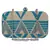 Hyperbole Fabric jacquard Textured Clutch Beige & Blue