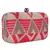 Hyperbole Fabric jacquard Textured Clutch Beige & Neon Pink