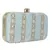 Tulle Raw Silk Fabric Printed Clutch Blue & Gold