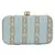 Tulle Raw Silk Fabric Printed Clutch Blue & Gold