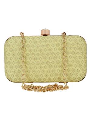 Tulle Raw Silk Fabric Printed Clutch Lemon 1
