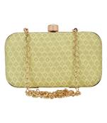 Tulle Raw Silk Fabric Printed Clutch Lemon