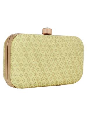 Tulle Raw Silk Fabric Printed Clutch Lemon 2