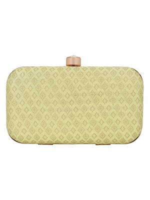 Tulle Raw Silk Fabric Printed Clutch Lemon 3