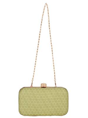 Tulle Raw Silk Fabric Printed Clutch Lemon 4