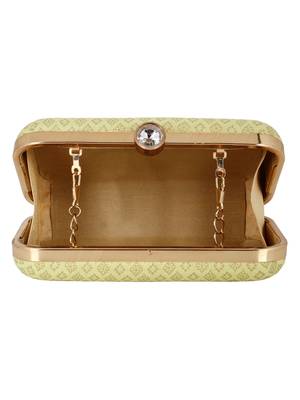 Tulle Raw Silk Fabric Printed Clutch Lemon 5