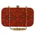 Loom Cotton Fabric Printed Clutch Black & Orange