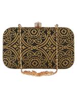 Loom Cotton Fabric Printed Clutch Black & Beige