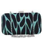 Loom Cotton Jacquard Textured Clutch Blue & Black
