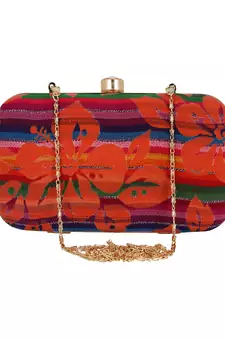 Loom Cotton Fabric Printed Clutch Multicolour