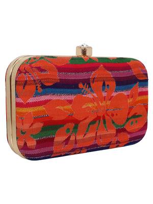 Loom Cotton Fabric Printed Clutch Multicolour 2