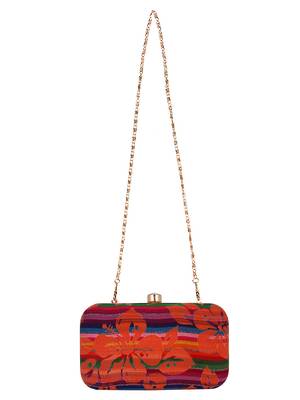Loom Cotton Fabric Printed Clutch Multicolour 4