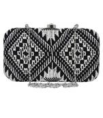 Hyperbole Cotton Textured Clutch Black & White