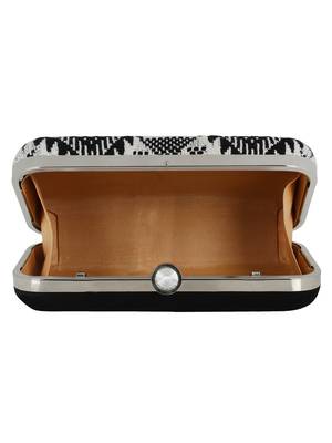 Hyperbole Cotton Textured Clutch Black & White 5