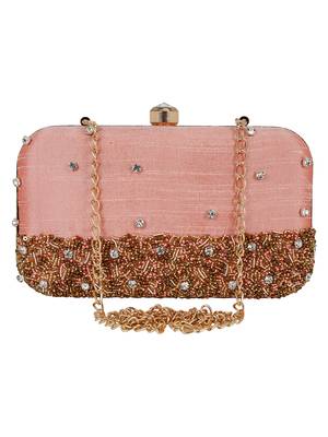 Adorn Faux Silk Embellished Peach Gold 1