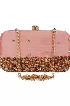Adorn Faux Silk Embellished Peach Gold