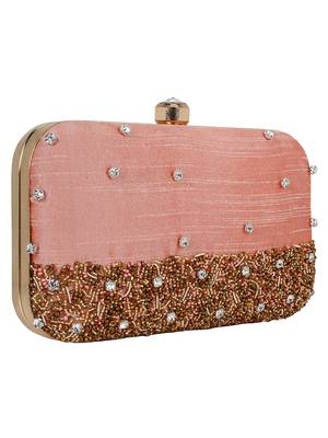 Adorn Faux Silk Embellished Peach Gold 2