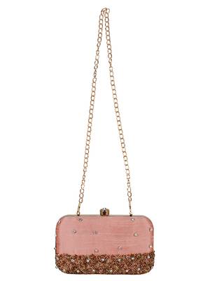 Adorn Faux Silk Embellished Peach Gold 4