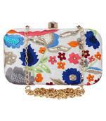 Adorn Faux Silk Embellished White & Multicolour