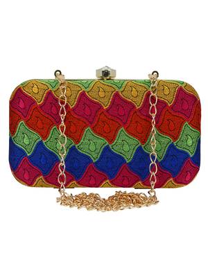 Loom Cotton Textured Clutch Multicolour 1
