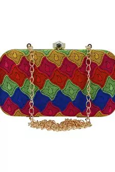 Loom Cotton Textured Clutch Multicolour