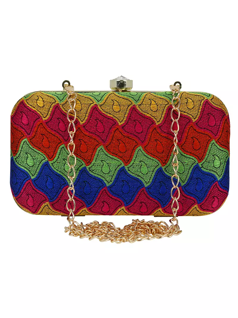 Loom Cotton Textured Clutch Multicolour