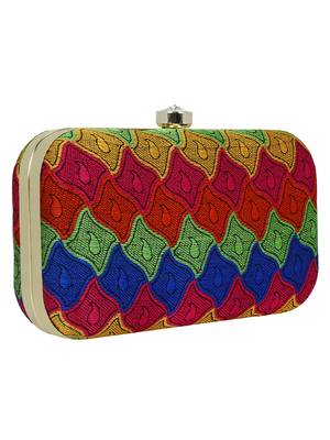 Loom Cotton Textured Clutch Multicolour 2
