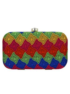Loom Cotton Textured Clutch Multicolour 3