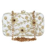 Adorn Cotton Embellished Clutch Beige & Gold