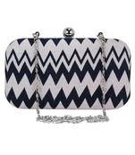 Loom Cotton Jacquard Clutch Navy Blue & White