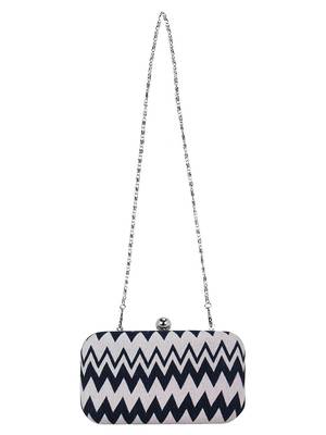 Loom Cotton Jacquard Clutch Navy Blue & White 4