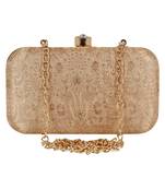 Tulle Faux Silk Fabric  printed Clutch Gold