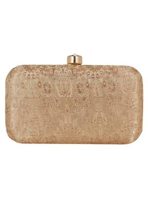 Tulle Faux Silk Fabric  printed Clutch Gold 3