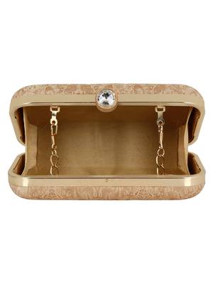 Tulle Faux Silk Fabric  printed Clutch Gold 5