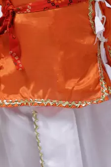 Orange Dhoti Kurta Krishna Kanhaiya Suit With Mukut And Bansuri