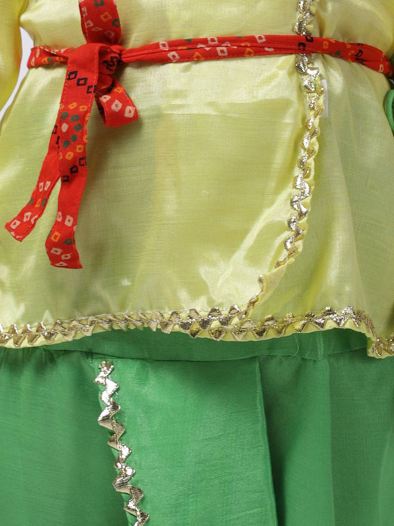 Yellow Dhoti Kurta Krishna Kanhaiya Suit With Mukut And Bansuri