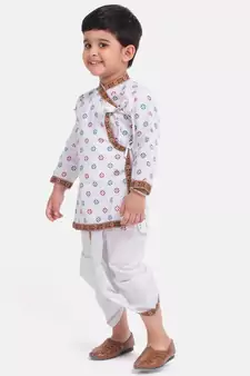 White Cotton Dhoti Kurta Krishna Kanhaiya Suit Dress For Baby Boy