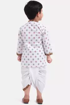 White Cotton Dhoti Kurta Krishna Kanhaiya Suit Dress For Baby Boy