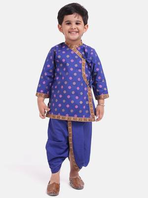 Blue Cotton Dhoti Kurta Krishna Kanhaiya Suit Dress For Baby Boy 1