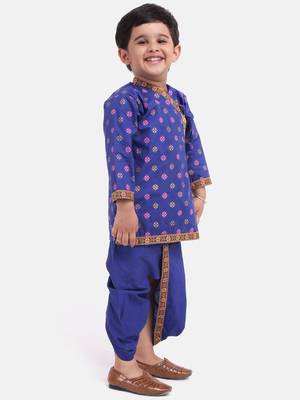 Blue Cotton Dhoti Kurta Krishna Kanhaiya Suit Dress For Baby Boy 2