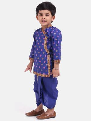 Blue Cotton Dhoti Kurta Krishna Kanhaiya Suit Dress For Baby Boy 3
