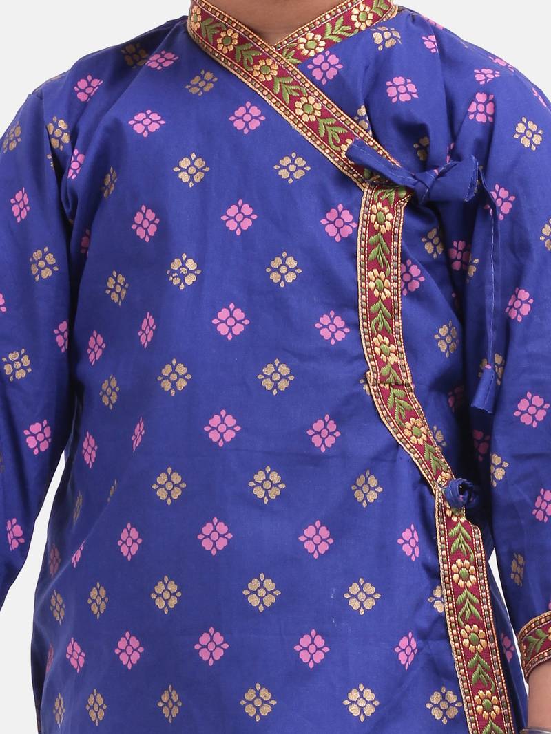 Blue Cotton Dhoti Kurta Krishna Kanhaiya Suit Dress For Baby Boy