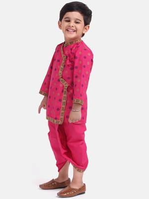 Pink Cotton Dhoti Kurta Krishna Kanhaiya Suit Dress For Baby Boy 2