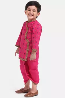 Pink Cotton Dhoti Kurta Krishna Kanhaiya Suit Dress For Baby Boy
