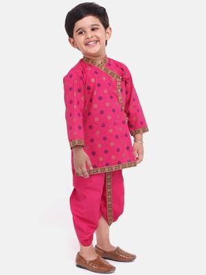 Pink Cotton Dhoti Kurta Krishna Kanhaiya Suit Dress For Baby Boy 3