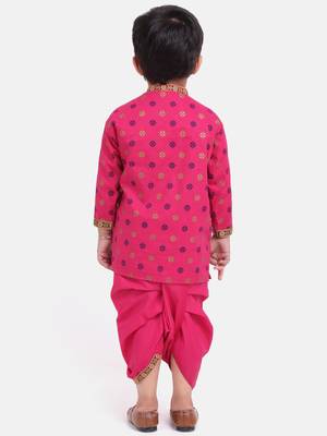 Pink Cotton Dhoti Kurta Krishna Kanhaiya Suit Dress For Baby Boy 4