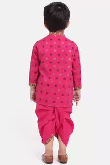 Pink Cotton Dhoti Kurta Krishna Kanhaiya Suit Dress For Baby Boy