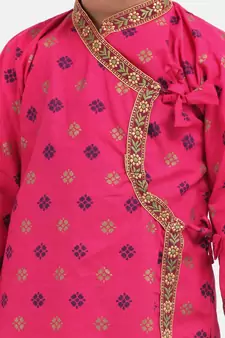 Pink Cotton Dhoti Kurta Krishna Kanhaiya Suit Dress For Baby Boy