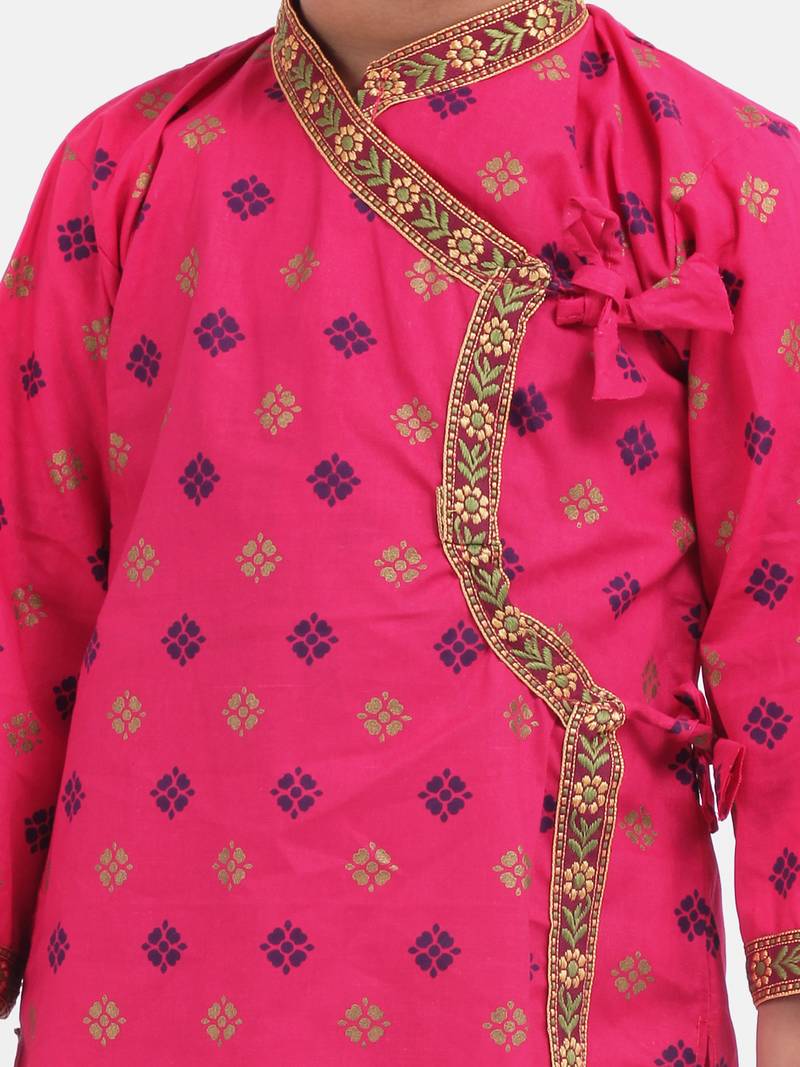 Pink Cotton Dhoti Kurta Krishna Kanhaiya Suit Dress For Baby Boy